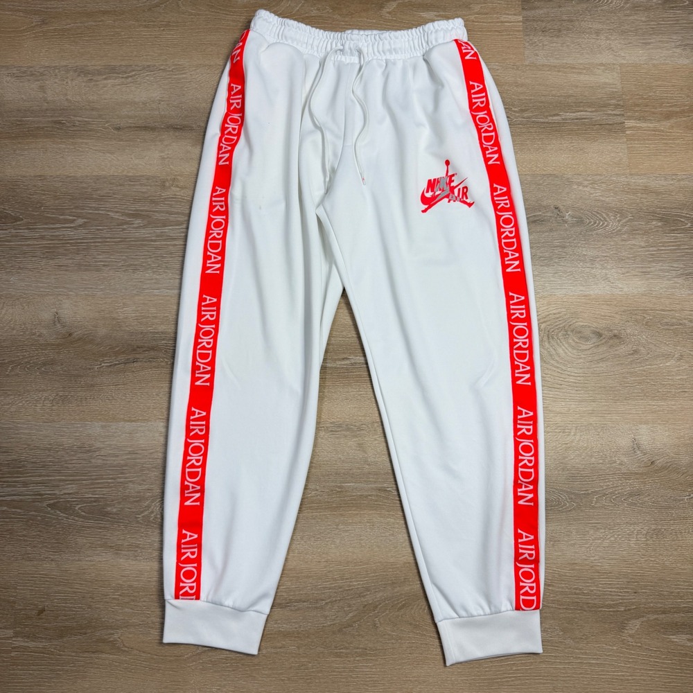 Jordan Jumpman Air Track Pants White Red Side Tape Joggers Mens XL